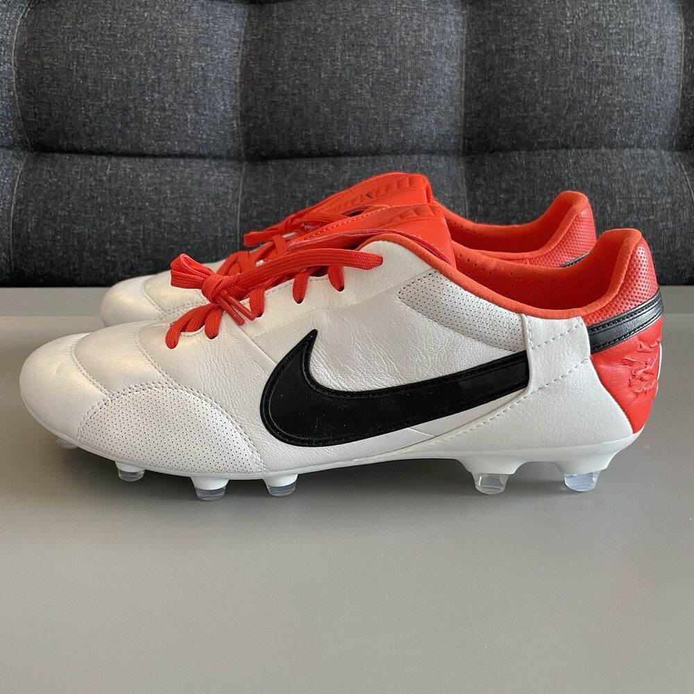 NIKE PREMIER III FG White Orange Black SOCCER Cleats HM0265-800 Men's Size 10.5